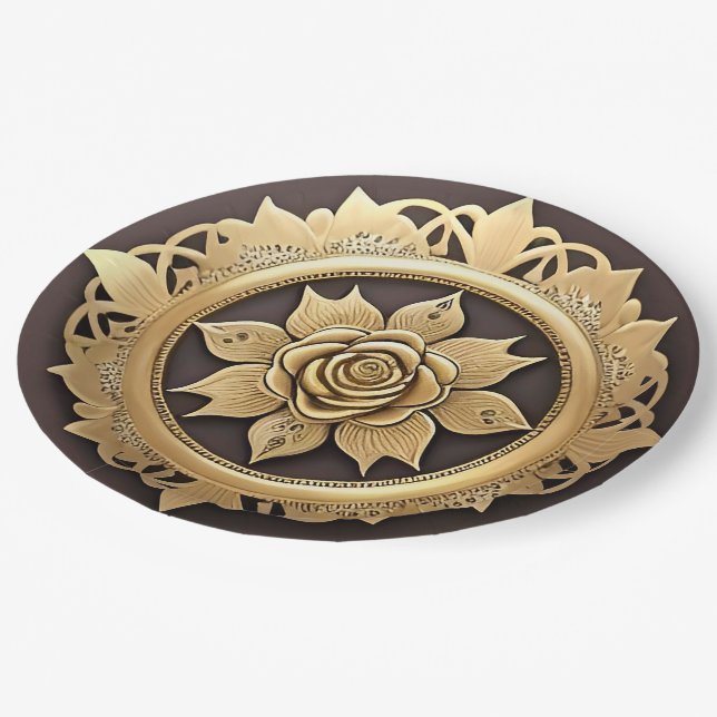 Classic Floral Frame for Romantic Occasions Paper Plate (Angled)