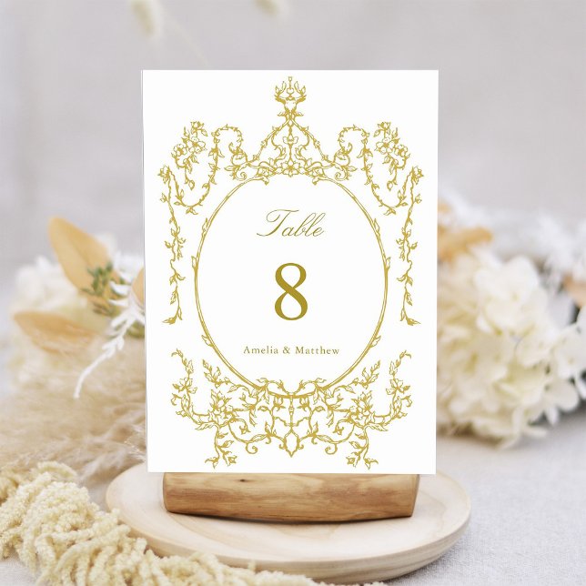 Classic Floral Garden Frame Gold Wedding Table Number (Creator Uploaded)