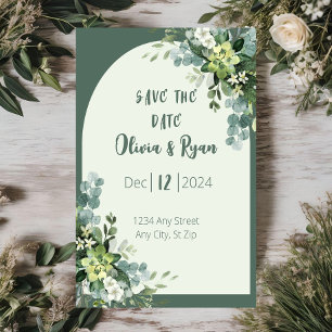 Classic Floral Greenery Save the Date Invitation