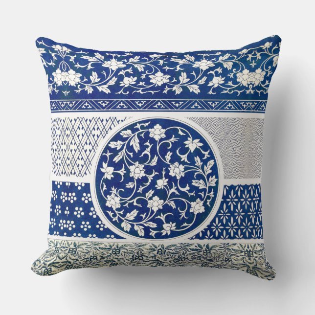 Classic Floral Ornament Print Cushion (Front)