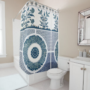 Classic Floral Ornament Print Shower Curtain
