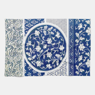 Classic Floral Ornament Print Tea Towel
