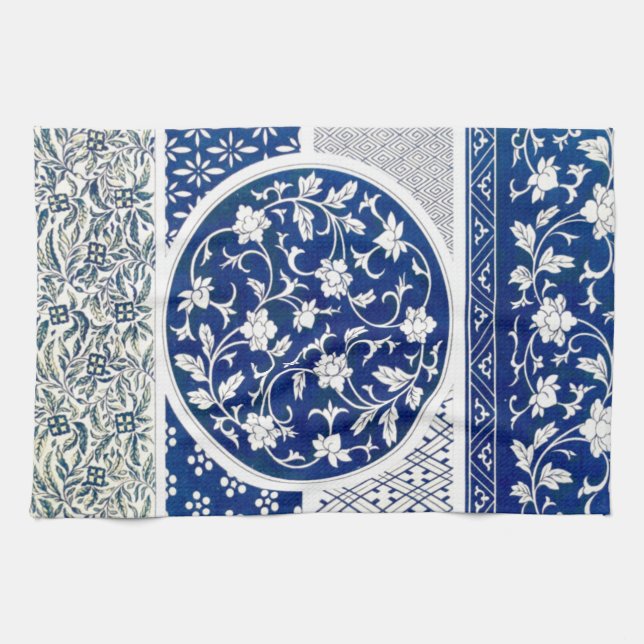 Classic Floral Ornament Print Tea Towel (Horizontal)