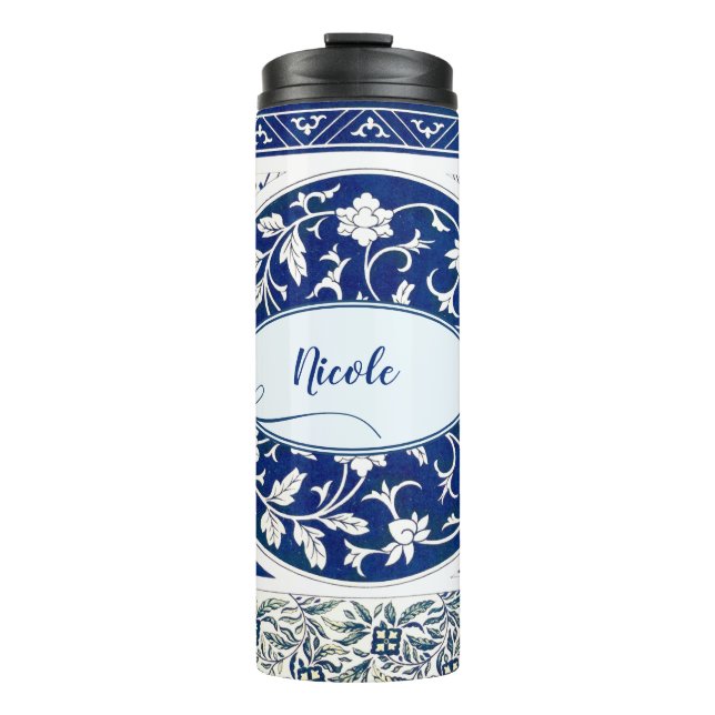 Classic Floral Ornament Print Thermal Tumbler (Front)