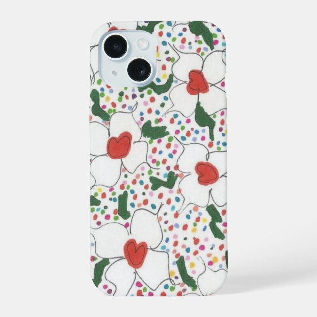 Classic Floral Pattern iPhone 15 Case (Back)