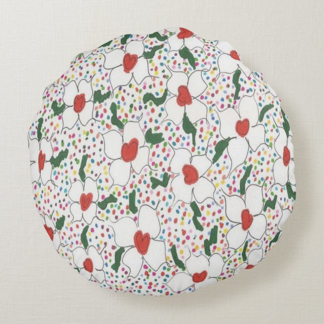 Classic Floral Pattern Round Cushion (Back)