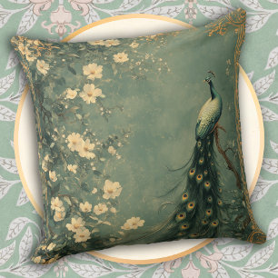 Classic Floral Peacock Cushion