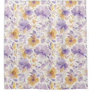 Classic Floral Purple Gold Blossoms Shower Curtain