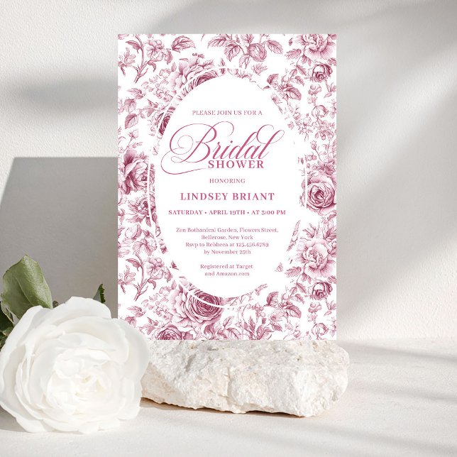 Classic Floral Rose Pattern Bridal Shower Invite (Classic Floral Rose Pattern Bridal Shower Invitation)