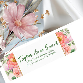 Classic Floral Roses Border Return Address