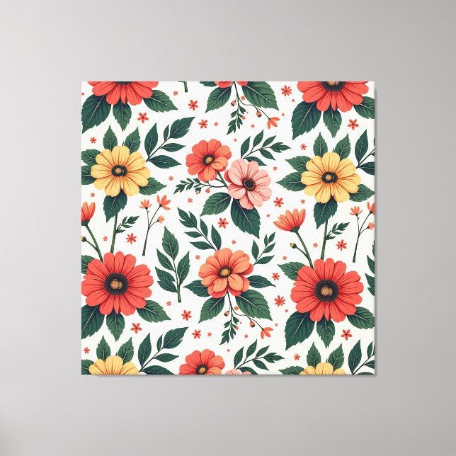 Classic Floral Symmetry Canvas Print (Front)