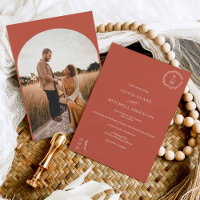 Classic floral terracotta monogram wedding arch