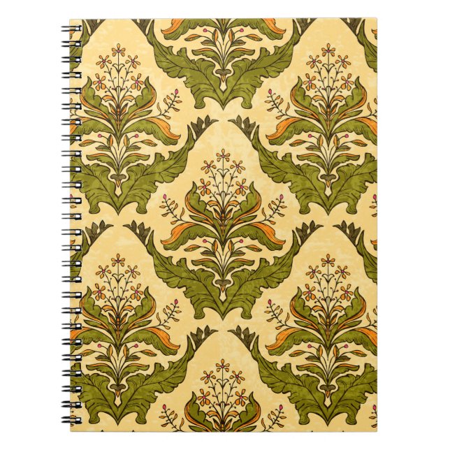 Classic floral wallpaper of stylised plants, seaml notebook (Front)