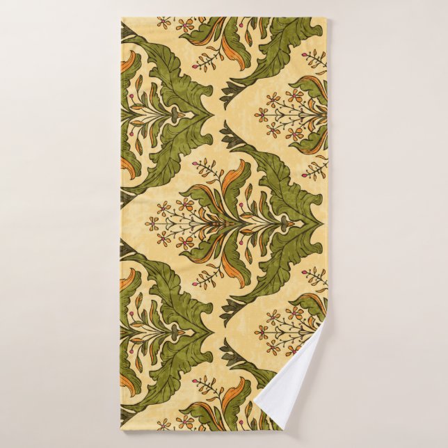 Classic floral wallpaper: stylised damask. bath towel (Bath Towel)