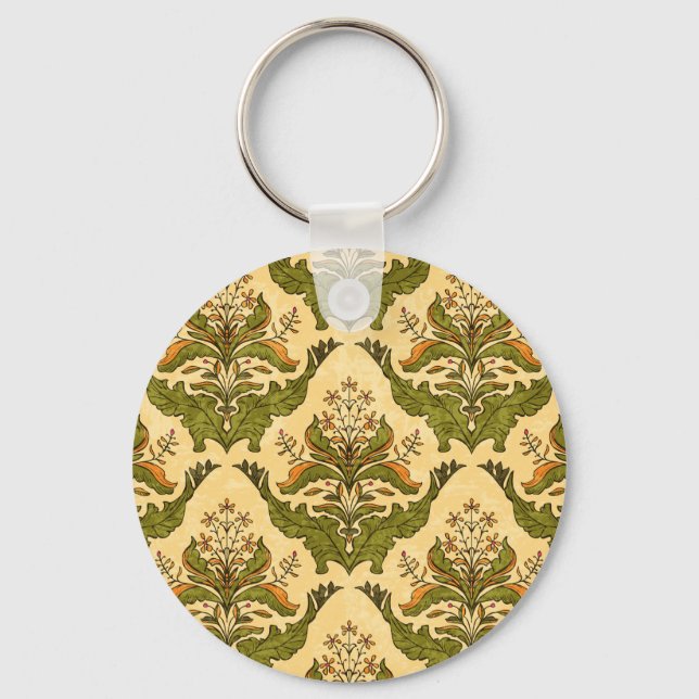 Classic floral wallpaper: stylised damask. key ring (Front)
