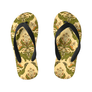 Classic floral wallpaper: stylised damask. kid's jandals