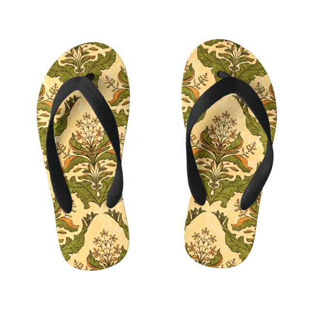 Classic floral wallpaper: stylised damask. kid's jandals (Footbed)