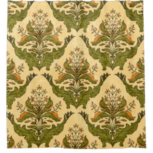 Classic floral wallpaper: stylised damask. shower curtain