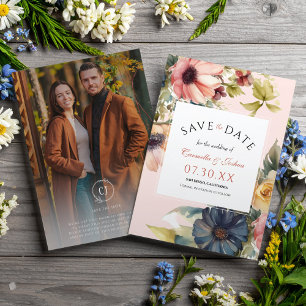 Classic Floral Watercolor Wildflower Boho Photo Save The Date