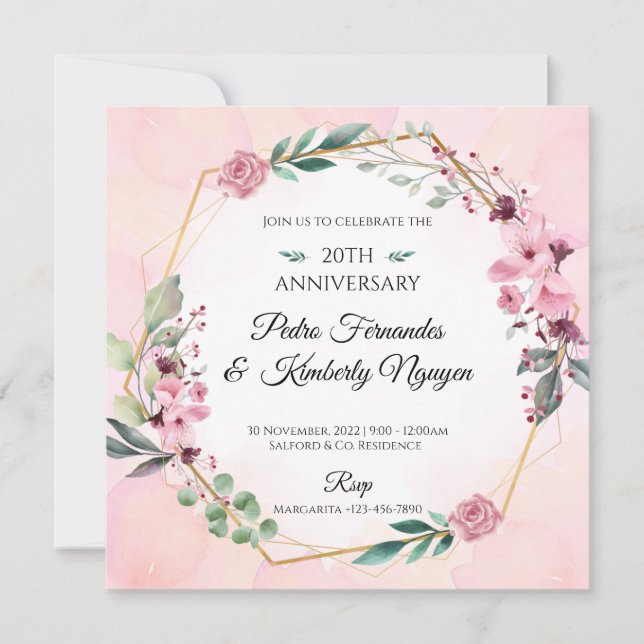 Classic Floral Wedding Invitation (Front)