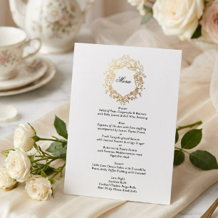 Classic Floral Wreath Monogram Wedding Menu