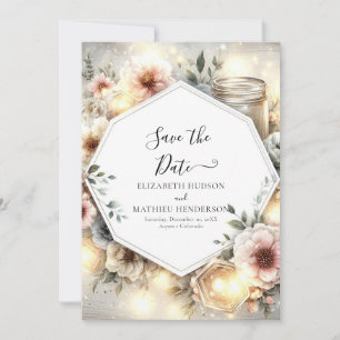 Classic Florals Mason Jar Wedding Save The Date