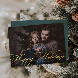 Classic Flourish Happy Holidays Photo