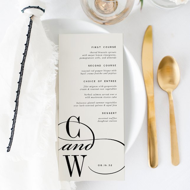 Classic Flourish Monogram Menu (Creator Uploaded)