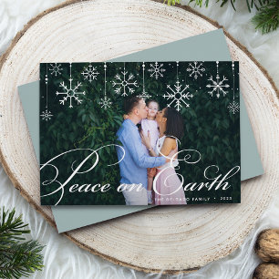 Classic Flourish   Peace on Earth Photo Holiday Card