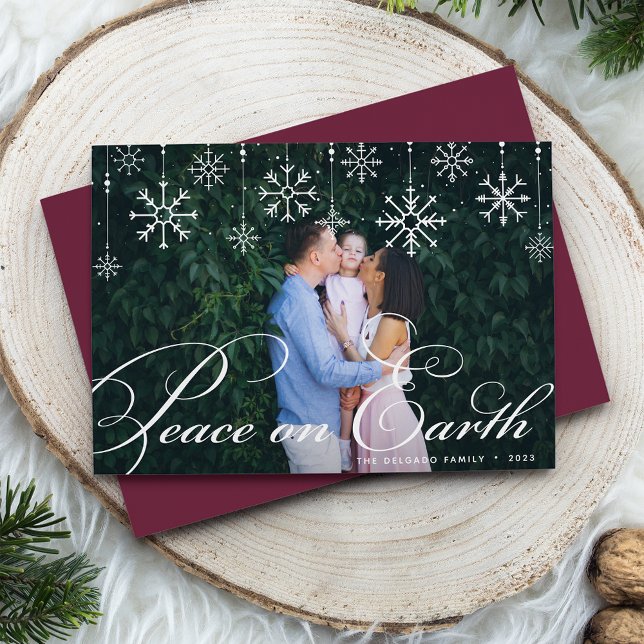 Classic Flourish | Peace on Earth Photo Holiday Card (Creator Uploaded)