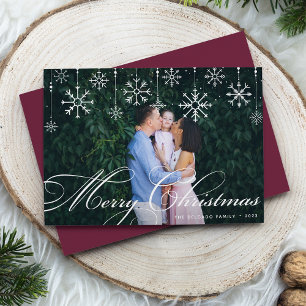 Classic Flourish Script Merry Christmas Photo Holiday Card