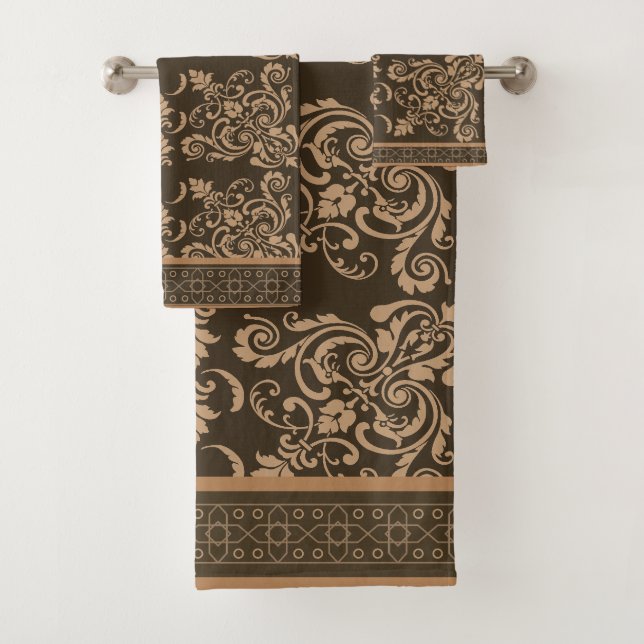Classic Flourishes Brown Blends Bath Towel Set (Insitu)