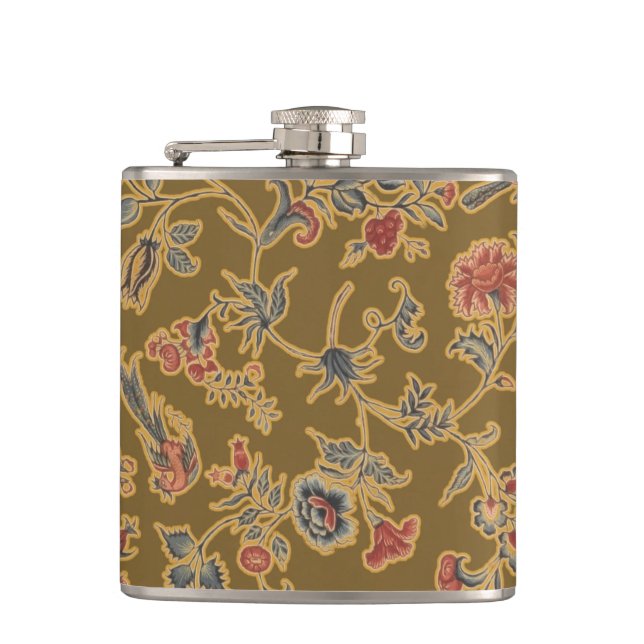 Classic Flower Chintz Pretty Soft Floral Design Hip Flask (Front)
