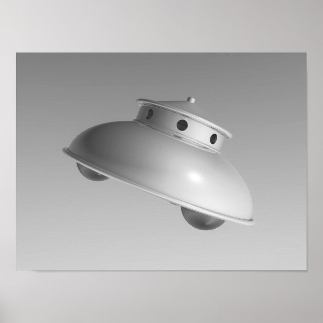 Classic Flying Saucer BW Poster (Front)