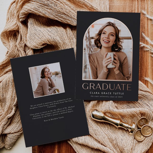 Classic Foil Arch Photo Graduation Announcement (Creator Uploaded)