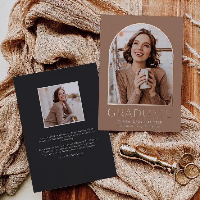 Classic Foil Arch Photo Graduation Announcement (Creator Uploaded)