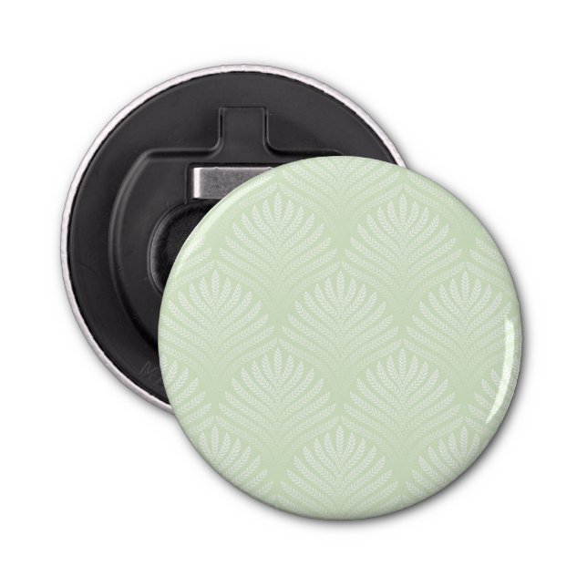 Classic foliage pattern in white and green bottle opener (Front)