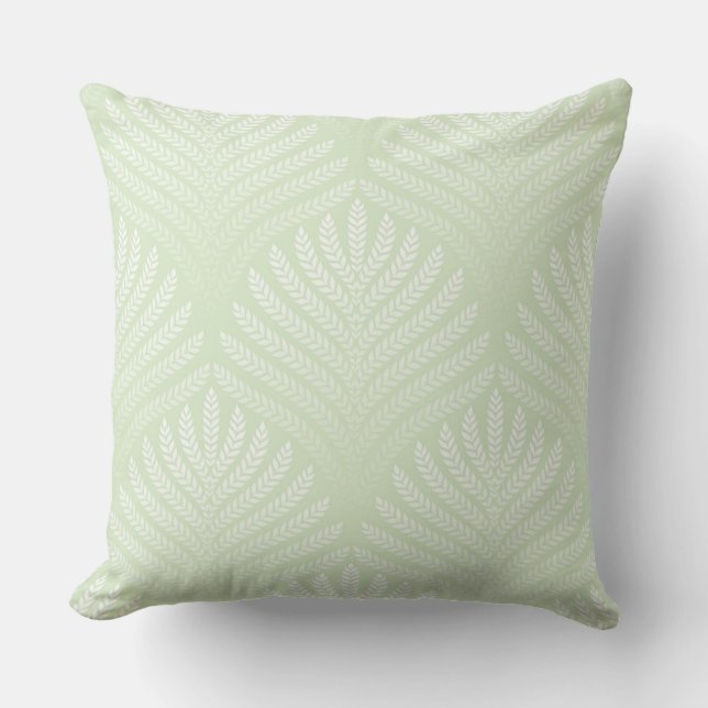 Classic foliage pattern in white and green cushion (Front)