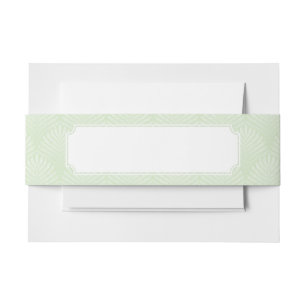Classic foliage pattern in white and green invitation belly band