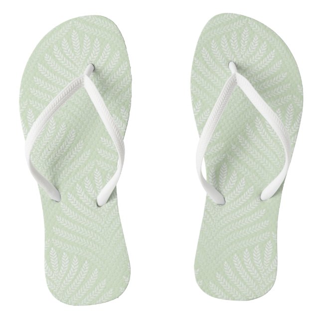 Classic foliage pattern in white and green jandals (Footbed)