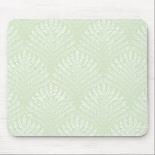 Classic foliage pattern in white and green mouse pad