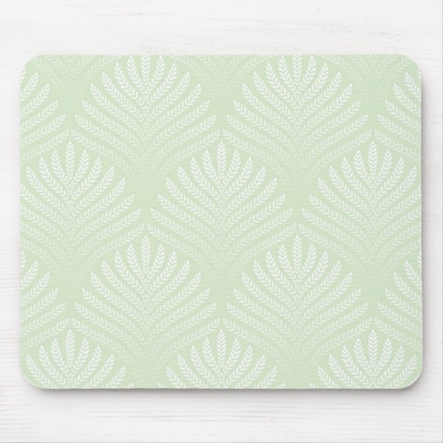 Classic foliage pattern in white and green mouse pad (Front)