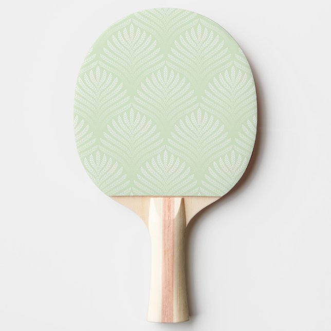 Classic foliage pattern in white and green ping pong paddle (Front)