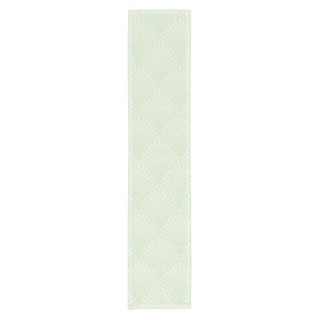 Classic foliage pattern in white and green short table runner (Front)
