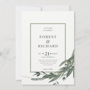 Classic foliage, polygon, watercolour invitation