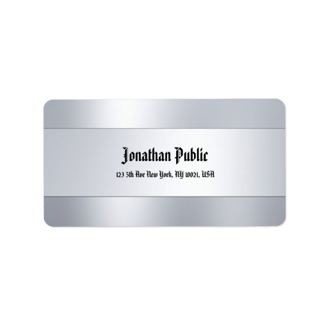 Classic Font Script Silver Template Top Address Label (Front)