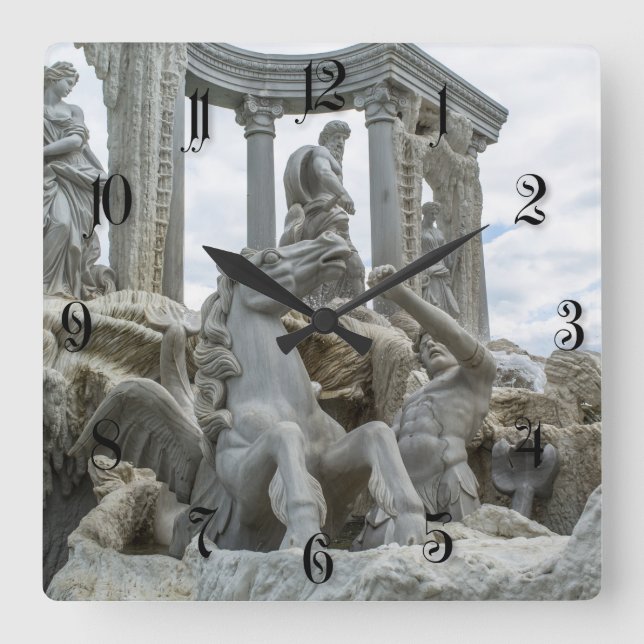 Classic fontain square wall clock (Front)