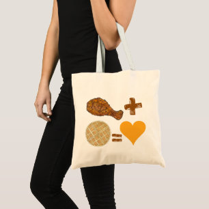 Classic Food Pair Chicken + Waffle = Love Heart Tote Bag