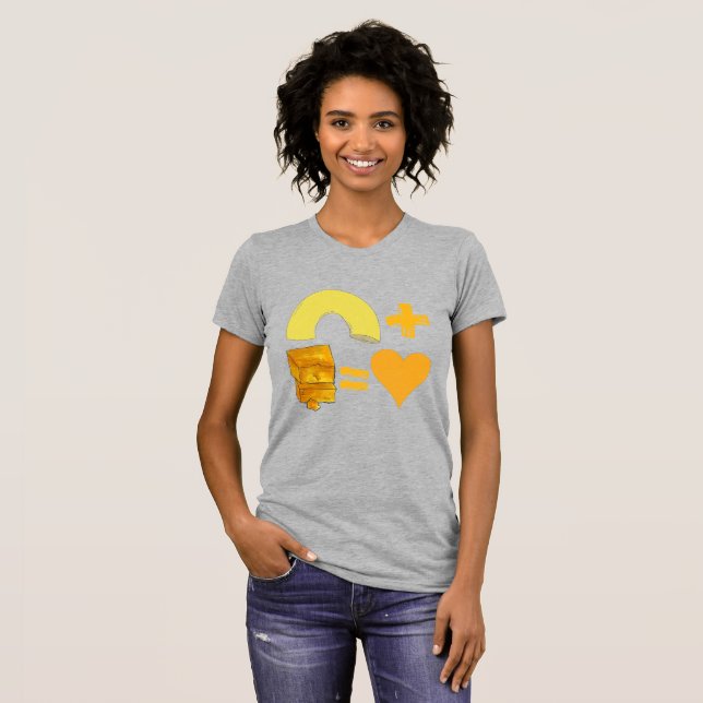 Classic Food Pair Macaroni + Cheese = Love Heart T-Shirt (Front Full)