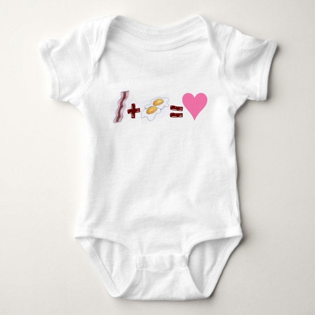 Classic Food Pairing BACON + EGGS = Love Heart Baby Bodysuit (Front)